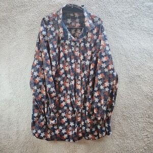 Twenty Eight Degrees Shirt Men's 4XL Floral 100% Cotton Long Sleeve Button Up